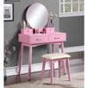 Gulches Elegant Pink Vanity Tables Set with Round Mirror & Storage Drawers - 2 of 4