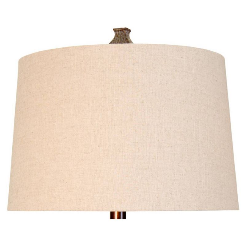Berkshire Brown Table Lamp with White Hardback Fabric Shade  - StyleCraft, 3 of 5