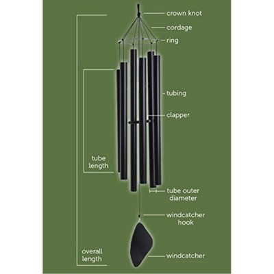 Black Aluminum Mongolian Mezzo Wind Chime, 38"