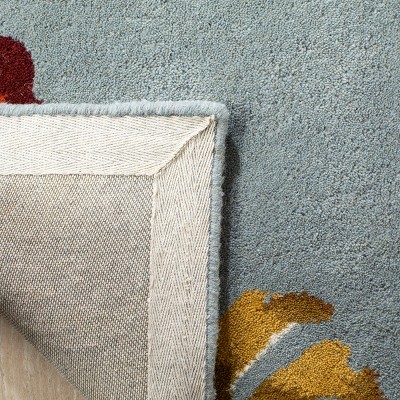 Soho Blue and Multicolor Floral Wool Area Rug