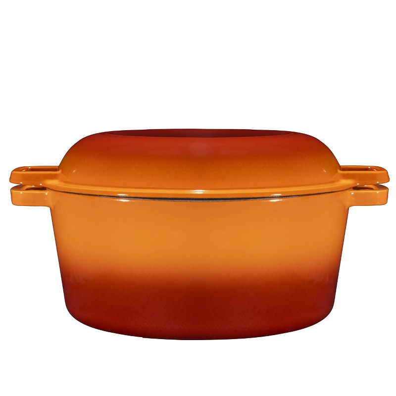Bruntmor 2-in-1 Orange Enamel Cast Iron Dutch Oven & Skillet Set, 5 Quart| All-in-One Cookware for Induction, Electric, Gas, Stovetop & Oven, 1 of 7