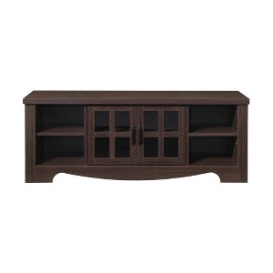 AndMakers 52.37 in. Dark Walnut Wood TV Stand with 1 Glass-fronted Storage Cabinets Fits TV's up to 60 in. - 1 of 4