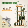 Cactus Cat Tree for Large Cats: 60" Tall with Self-Grooming Brush, Cute Kitten Climbing Tower for Indoor Kittens - 2 of 4