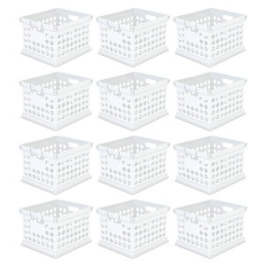 Sterilite Stackable Plastic Storage Crate Bin Organizer File Box with Handles for Home, Office, Dorm, Garage, or Utility Organization, White - 1 of 4