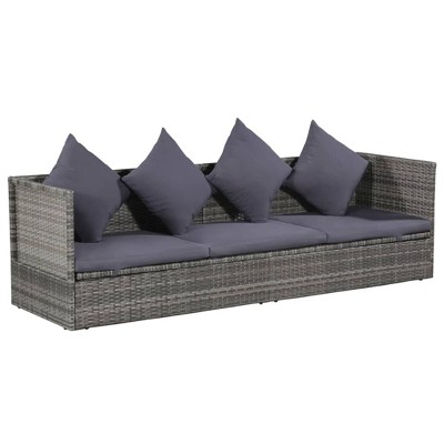vidaXL Patio Bed Gray 78.7 in.x23.6 in. Poly Rattan