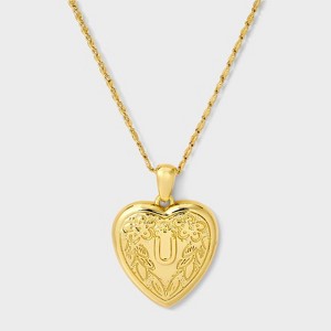 14K Gold Dipped Heart Charm Initial Necklace - A New Day™ Gold - 1 of 4