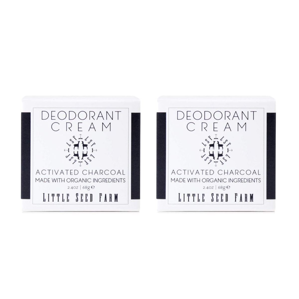Little Seed Farm All Natural Deodorant Cream | Aluminum Free for Women or Men | Paraben-Free (2.4 oz) Activated Charcoal (PACK OF 2)