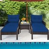 Tangkula 5PCS Patio Set Sectional Rattan Wicker Furniture Set w/ Navy Cushion - 2 of 4