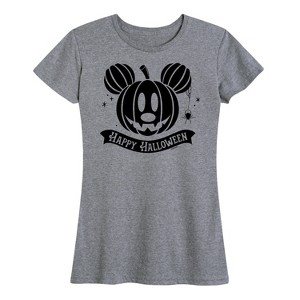 Women's - Disney - Mickey's Halloween Pumpkin Short Sleeve Graphic T-Shirt - 1 of 4