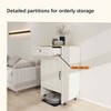 MAYEERTY Antique White Robot Vacuum Storage Cabinet with Wheels, Enclosed Rack with Doors Drawers for Living Room Kitchen - 4 of 4