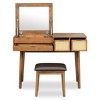 CAVINAS 43.3" Wood Vanity with Flip-Top Mirror Vanity Drawer Organizer with Drawers Compact Vanity for Bedroom, Brown - 4 of 4