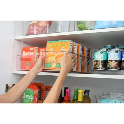 Clear Plastic Pantry Organizer Bins Set of 4 with Handles