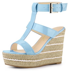 Allegra K Women's Espadrille Strappy Platform Wedges Sandals - 1 of 4