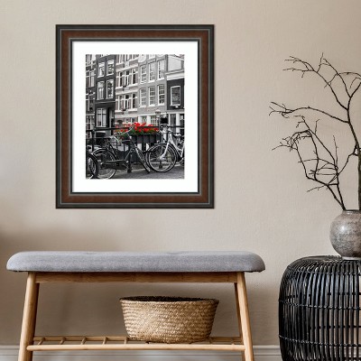 Classic Walnut Wood Wall Picture Frame with White Mat