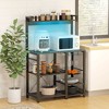 HOMCOM Kitchen Bakers Rack with Power Outlet and LED Lights, Microwave Stand, Coffee Bar with Metal Basket, Multiple Shelves and Glass Holders - image 2 of 4