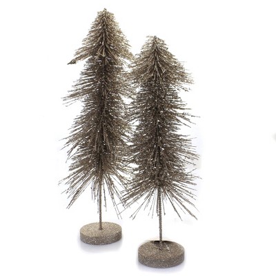 Christmas 16.0" Elegant Downswept Sisal Trees Holiday Decor Glittered  -  Decorative Figurines