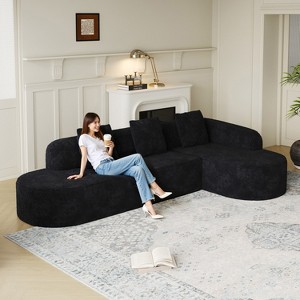 111.8" L-Shaped Curved Modular Sofa Couch with Chaise & 3 Pillows for Living Room - ModernLuxe - 1 of 4
