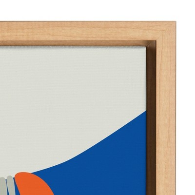 18" x 24" Natural Framed Canvas Wall Art with Colorful Sloth and Birds