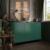 ORRD Modern Green High Gloss 3-Door Cabinet, Buffet Sideboard with Black Metal Legs & Gold Handles, Storage Console for Living Room, Dining Room - 2 of 4