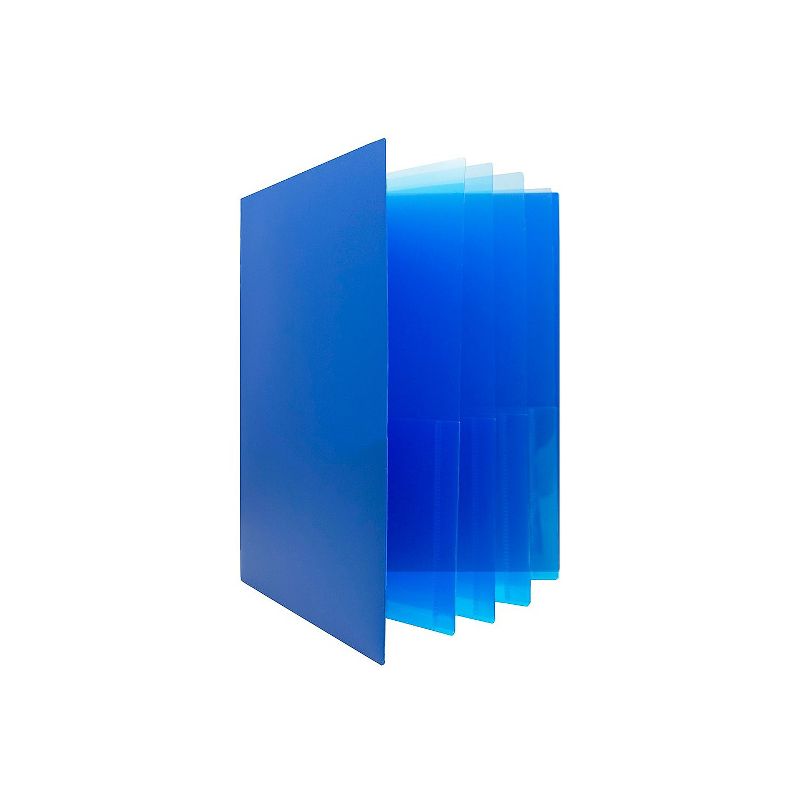 JAM Paper Heavy Duty Plastic Multi-Pocket Folder 10 Pocket Organizer Blue (389MP10bu) , 1 of 4