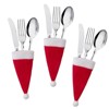 CAPPSLEE 10 Pieces Mini Christmas Hat Cutlery Bags, Festive Knife and Fork Covers for Holiday Table Decor and Wine Bottle Toppers - 4 of 4