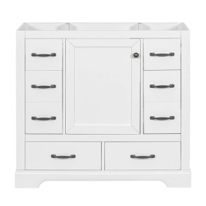 MAYEERTY 36" Bathroom Vanity without Sink 6 Drawers Drawer Divider Adjustable Shelf White - 1 of 4
