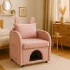 PAGED Dual-Use Accent Chair Upholstered Reading Chair Pet-Friendly Sofa Chair with Scratch-Resistant Fabric, Built-in Cat & Dog Hideaway - 3 of 4