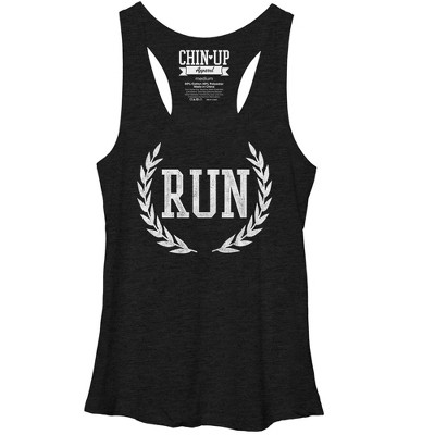 Women's Chin Up Crown Of Laurel Run Racerback Tank Top - Black Heather ...