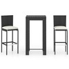 vidaXL 3 Piece Patio Bar Set with Cushions Poly Rattan Black - 2 of 4