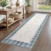 Modern Bordered Plaid Runner Rug 2x6 Ft Soft Thin Washable Hallway Runner with Non-Slip TPR Rubber Backing, Foldable Low Pile Non Shedding Rug - 2 of 4
