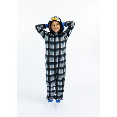 Sleep On It Boys Zip-Up Hooded Sleeper Pajama with Built Up 3D Character Hood