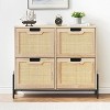 Rattan Shoe Storage Cabinet with 4 Flip Drawers, Freestanding Shoe Organizer with Adjustable Shelves for Entryway, Narrow Shoe Rack Cabinet - 3 of 4