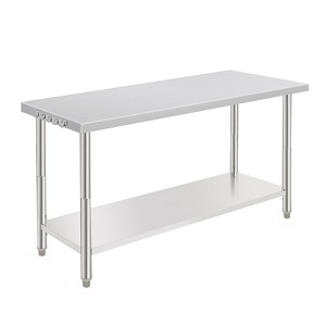 60X24x35 Inch Stainless Steel Work Table with Double Shelf, Heavy Duty Prep Station for Kitchen Restaurant or Garage Storage - 1 of 4