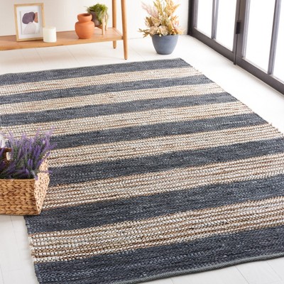 Handmade Dark Grey and Natural Cowhide 8' x 10' Area Rug