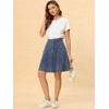 INSPIRE CHIC Women's High Waist A-Line Flared Pleated Above Knee Denim Skirt - 2 of 4