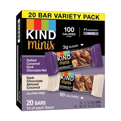 KIND Minis Salted Caramel Dark Chocolate + Dark Chocolate Almond Coconut - 20ct