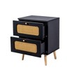 Cesicia 2-drawer Rattan Nightstand for Bedroom, Side Table with 2 Hand Made Rattan Decorated Drawers - 3 of 4