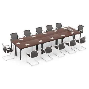 Tangkula Set of 6 55" Conference Table Office Computer Study Desk Metal Base Meeting Room