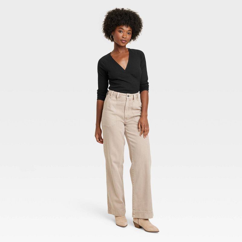 Women's Slim Fit Long Sleeve V-Neck Wrap Shirt - Universal Thread™, 4 of 9
