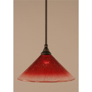 Toltec Lighting Any 1 - Light Pendant in  Dark Granite with 12" Raspberry Crystal Shade - 1 of 1
