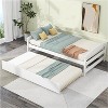 Wood Daybed with Trundle, Twin Size Platform Bed, Space-Saving Frame for Kids and Guests White One Size - 2 of 4