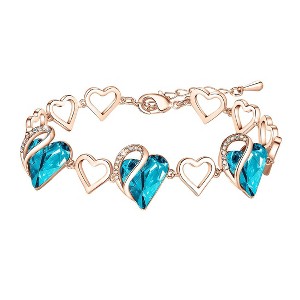 Leafael Infinity Love Heart Link Bracelet with Healing Stone Crystal, 18K Rose Gold Plated, 7" Chain + 2" Extender - 1 of 4