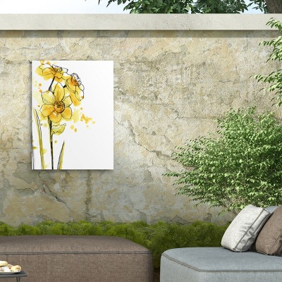 June Erica Vess Yellow Floral Outdoor Canvas Print 35x47