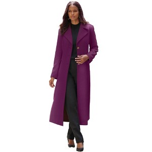 Roaman's Plus Size Long Tailored Wool Blend Coat - 22 W, Dark