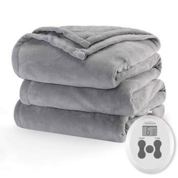 HANDY HEATER 50 in. x 60 in. Grey Heated Throw Blanket HEATTHR-PD12 - The  Home Depot