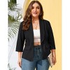 Clearlove Casual Blazer for Plus Size Women Office Business 3/4 Sleeve Open Front Cardigans Jacket Work Suit with Pockets - 3 of 4