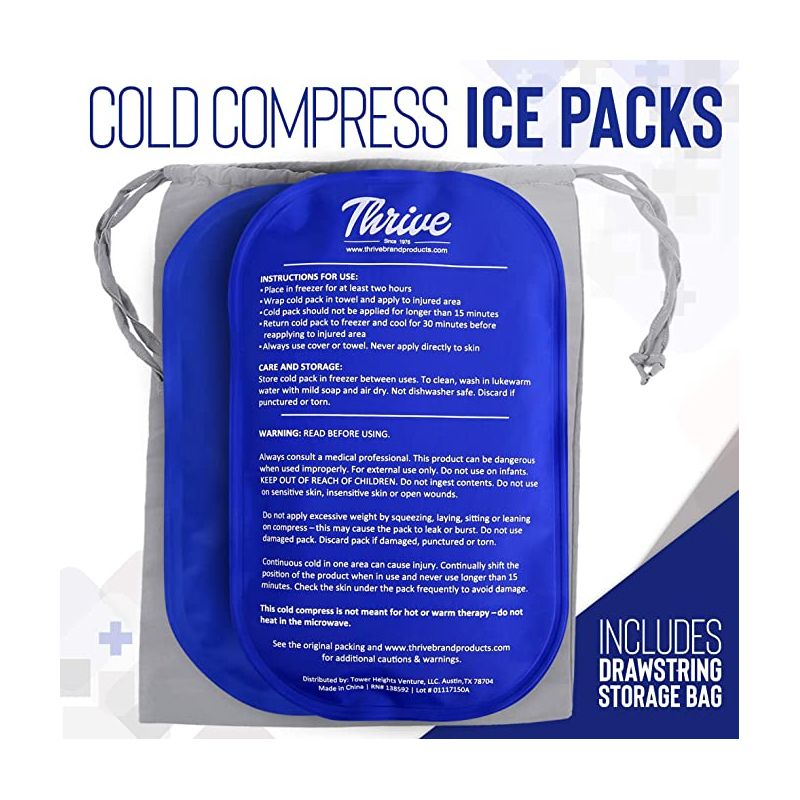 Thrive 2 Pack Reusable Cold Compress Ice Packs for Injury, Soft Touch Gel Ice Pack for Pain Relief & Rehabilitation, 2 of 5