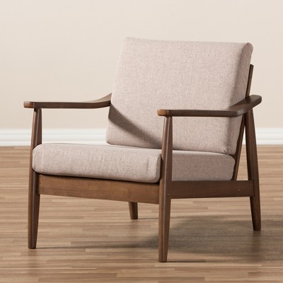 Venza Light Brown Faux Leather Walnut Lounge Chair