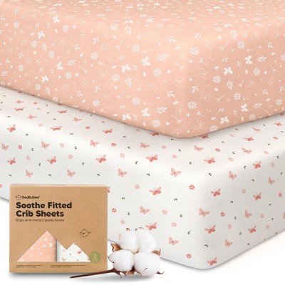 Image of KeaBabies 2pk Soothe Fitted Crib Sheets Neutral, Organic Baby Crib Sheets, Fits 52x28 Standard Nursery Baby Mattress (Butterflies)