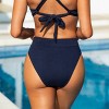 Women's Ribbed Dark Navy High-Waist Bikini Bottoms - Cupshe - image 4 of 4